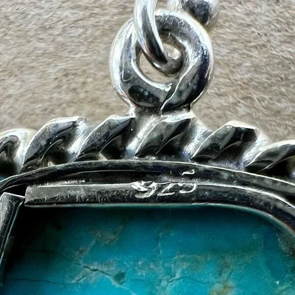 Sundance $228 NEW Kingman Turquoise Sterling Silver Handmade Rectangle Earrings - Picture 6 of 8